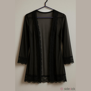 VINTAGE Undercover Wear Sexy Black Robe Short Sz SMALL Peignoir